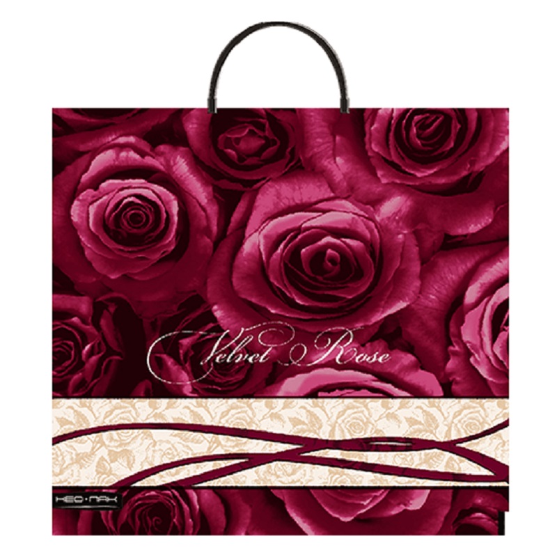 Пакет ПВД 37х35/90 мк., Бархатные розы, с пластиковой ручкой